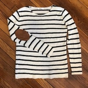 Lylah Elbow Patch Striped Pullover Sweater